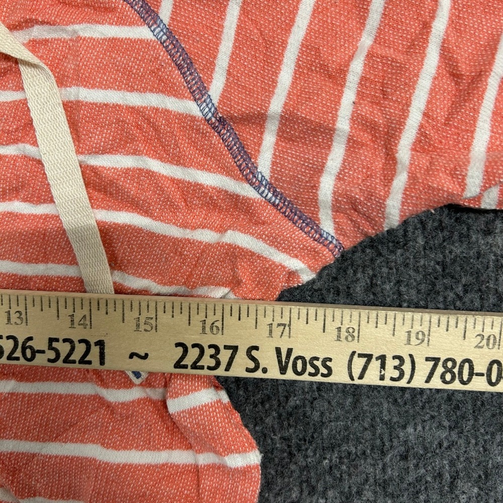 Columbia Hoodie Womens XS Orange White Striped V-Neck Casual Pullover Stained - Picture 3 of 8